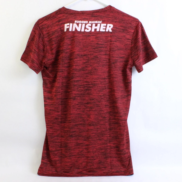 Rugged Maniac Red and Black V-Neck Athletic T-Shirt Women's Size Medium