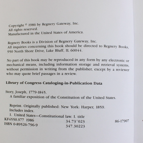 A Familiar Exposition of the Constitution of the United States Joseph Story PB