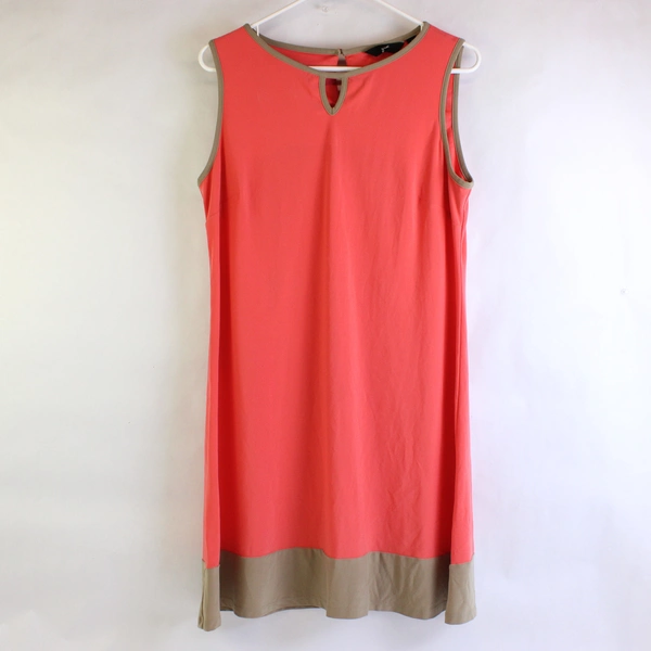 GNW Coral and Tan Sleeveless Knee-Length Shift Dress Women's Size Large