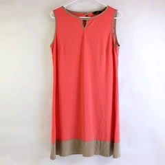 GNW Coral and Tan Sleeveless Knee-Length Shift Dress Women's Size Large
