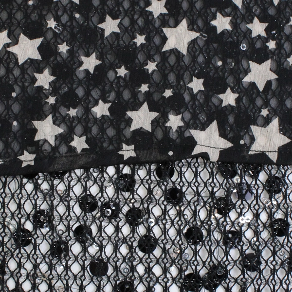 American Rag Cie Sheer Black & Beige Star Patterned Blouse Women's Small