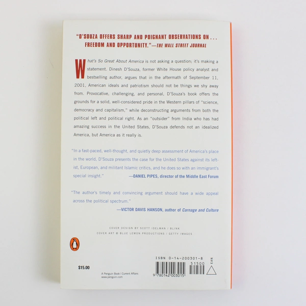 What's So Great About America by Dinesh D'Souza 2003 Paperback 