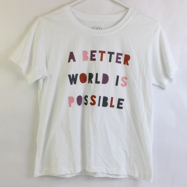 Mighty Fine Inspirational White Cotton Graphic T-Shirt Women's Small