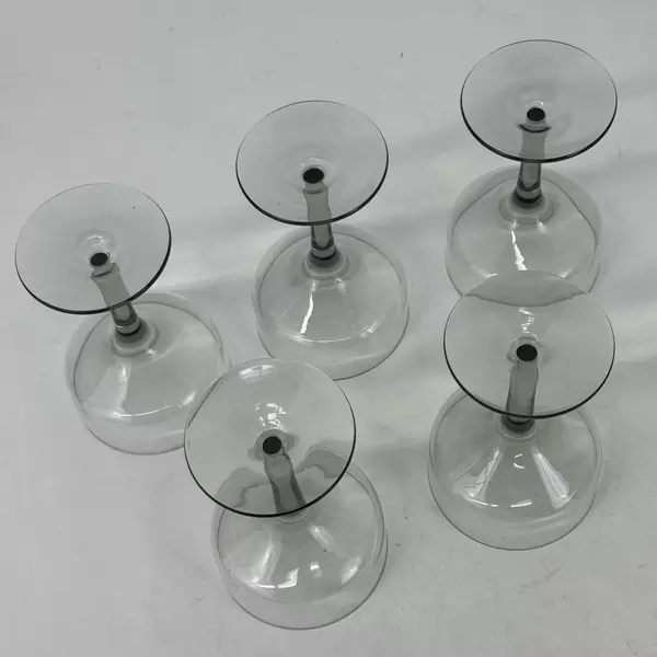 Set of 5 Smoky Crystal Coupe Style Champagne or Cocktail Glasses