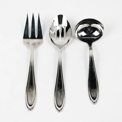 Lot Of 3 Lenox LF19 (Stainless) Flatware Serving Fork, Serving Spoon, Ladle