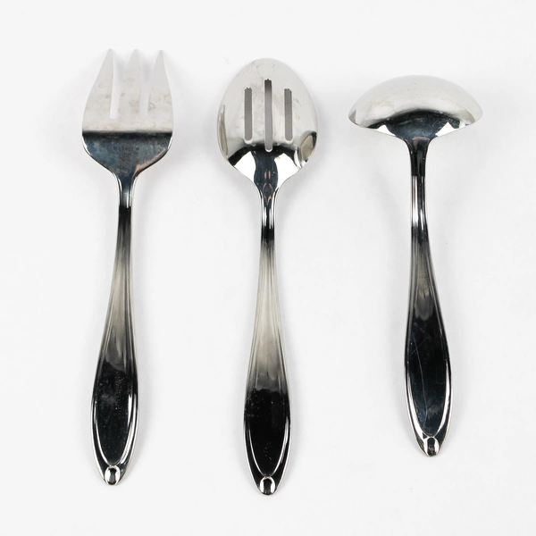 Lot Of 3 Lenox LF19 (Stainless) Flatware Serving Fork, Serving Spoon, Ladle