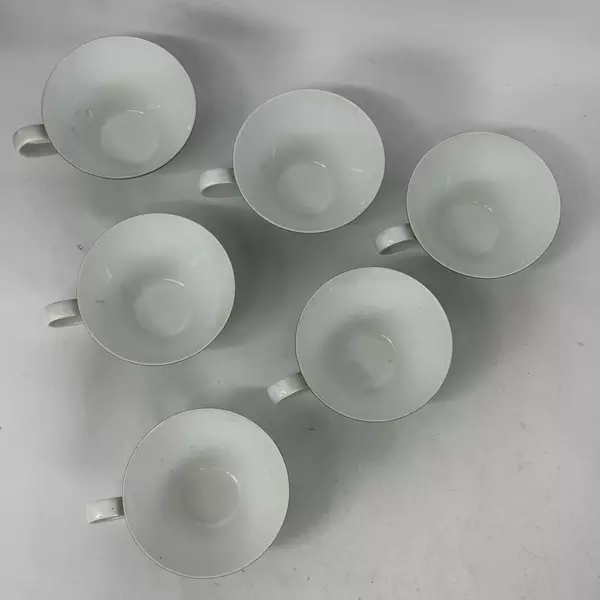 Set Of 6 Noritake Green Coffee Or Tea Cups With White Handles From Japan