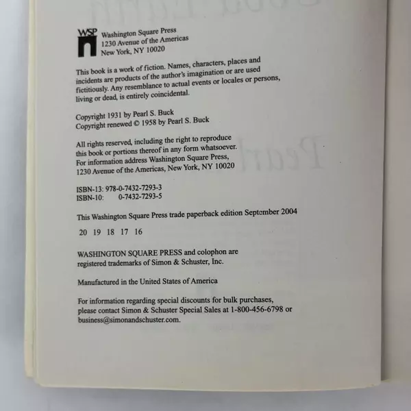 The Good Earth Paperback By Pearl S. Buck Featuring WSP Reading Group Guide