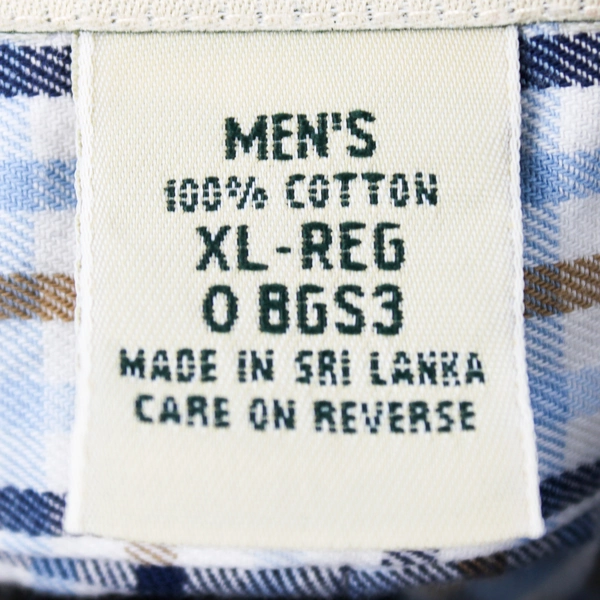 L.L. Bean Wrinkle Resistant Blue and Brown Plaid Button-Down Men's XL FLAWED