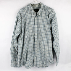 Eddie Bauer Blue and Green Plaid Button-Down Men's Size XL FLAWED