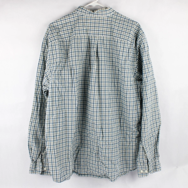 Eddie Bauer Blue and Green Plaid Button-Down Men's Size XL FLAWED