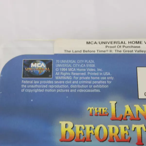The Land Before Time II: The Great Valley Adventure VHS 1994 Clamshell