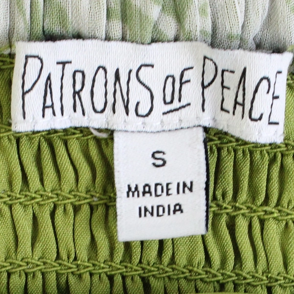 Patrons of Peace Pear Green Floral Short Smocked Dress Women's Small