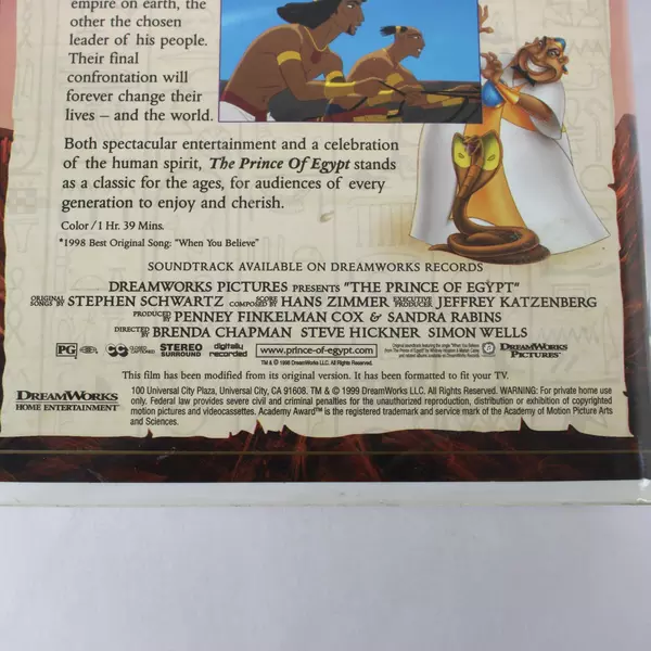 The Prince of Egypt VHS 1999 Clamshell Dreamworks