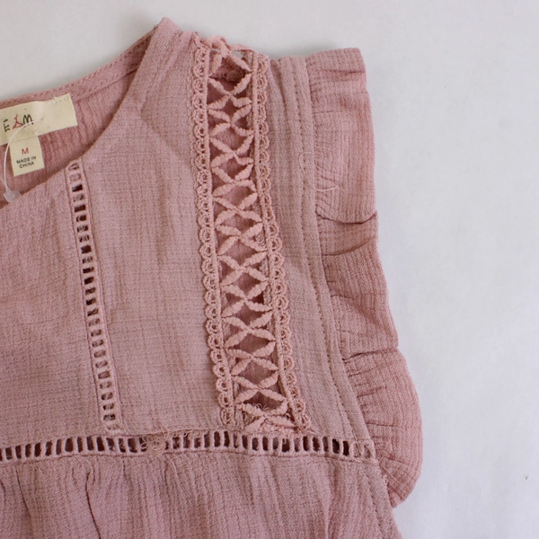 E Hanger M Dusty Rose Pink Sleeveless Boho Blouse Women's Medium