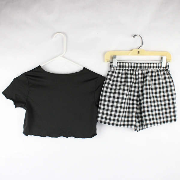 Shein 2 Piece Outfit Crop Top and Shorts Girls' Size 8 Meow Cat Graphic