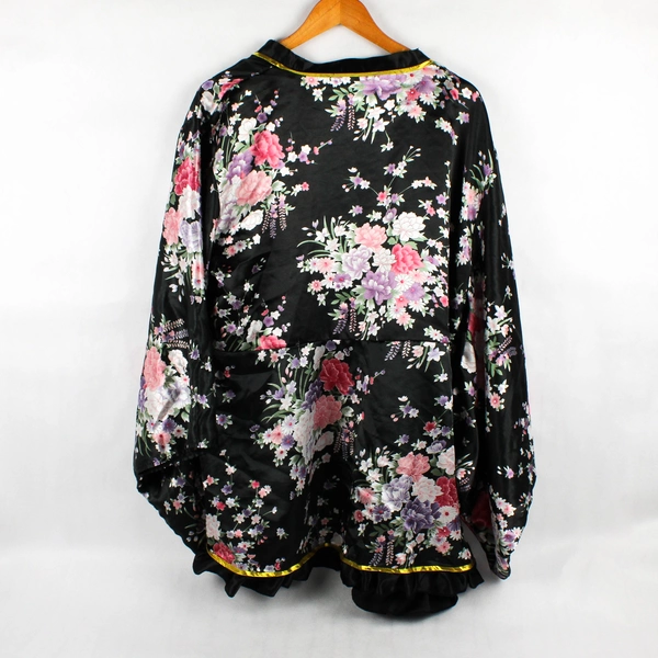 Unbranded Floral Print Satin Kimono Pajama Top Women's Size 2XL