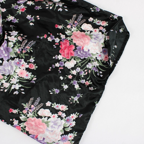 Unbranded Floral Print Satin Kimono Pajama Top Women's Size 2XL