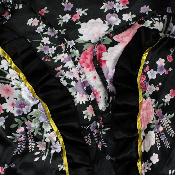 Unbranded Floral Print Satin Kimono Pajama Top Women's Size 2XL