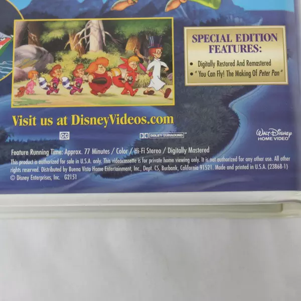 Walt Disney VHS Peter Pan Special Edition Animation Classic Film In Clamshell