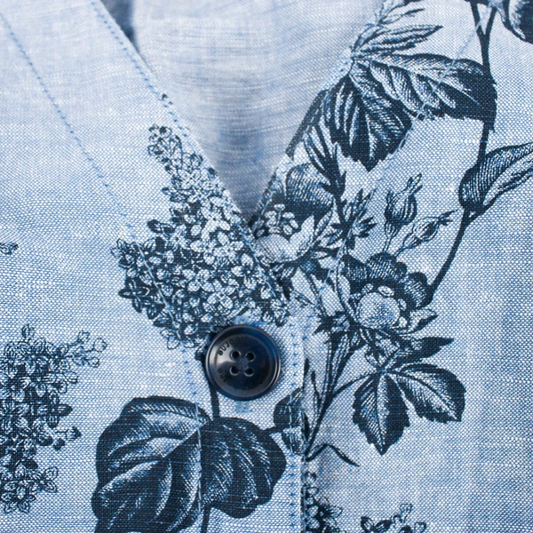 Liz Claiborne Cotton Linen Blue Floral Sleeveless Midi Shift Dress Women's Small