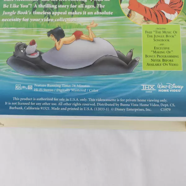 The Jungle Book VHS 1967 30th Anniversary Limited Edition Disney Classic Tape