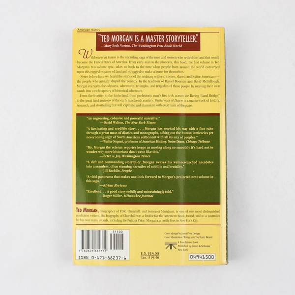 Wilderness at Dawn by Ted Morgan The Settling of the NA Continent 1993 PB