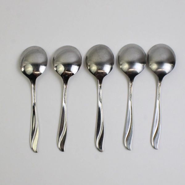 Lot Of 5 International Silver Impression (Stainless) Flatware Round Soup Spoons