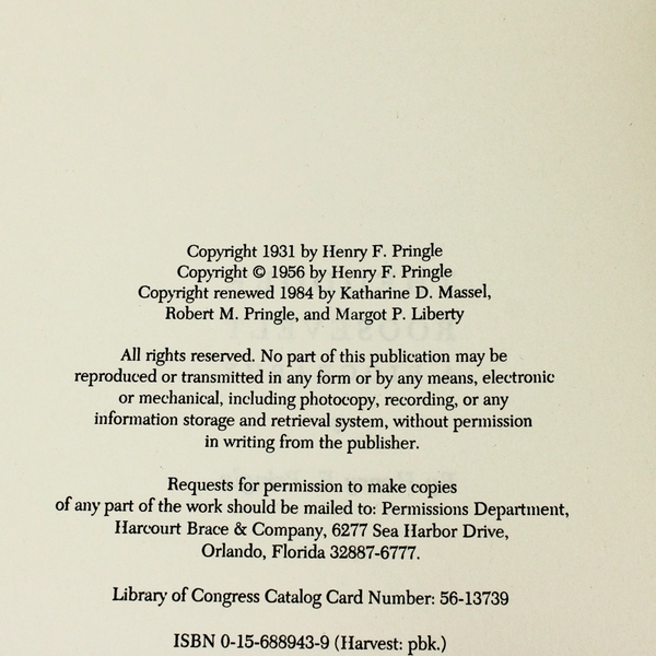 Theodore Roosevelt A Biography by Henry F Pringle 1984 Paperback