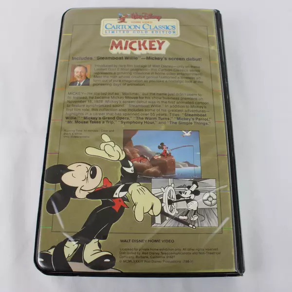 Walt Disney Cartoon Classics Limited Gold Edition Mickey Beta VHS 1984