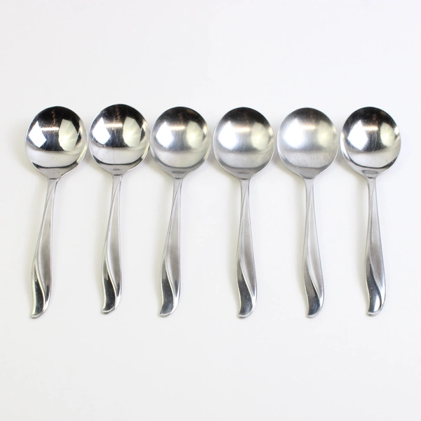Lot Of 6 International Silver Impression (Stainless) Flatware Round Soup Spoons