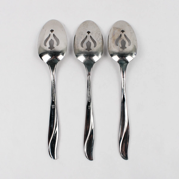 Lot Of 3 International Silver Impression (Stainless) Flatware Slotted Tablespoon