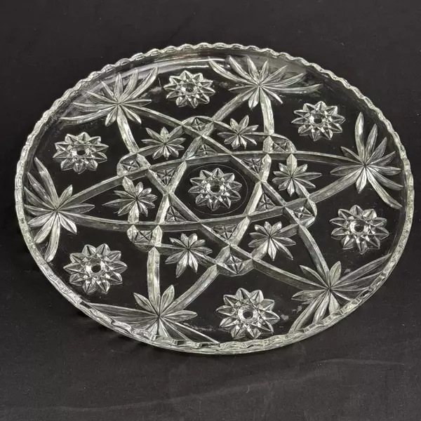 Vintage Anchor Hocking 13.5" Platter Star of David Early American Prescut