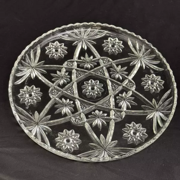 Vintage Anchor Hocking 13.5" Platter Star of David Early American Prescut