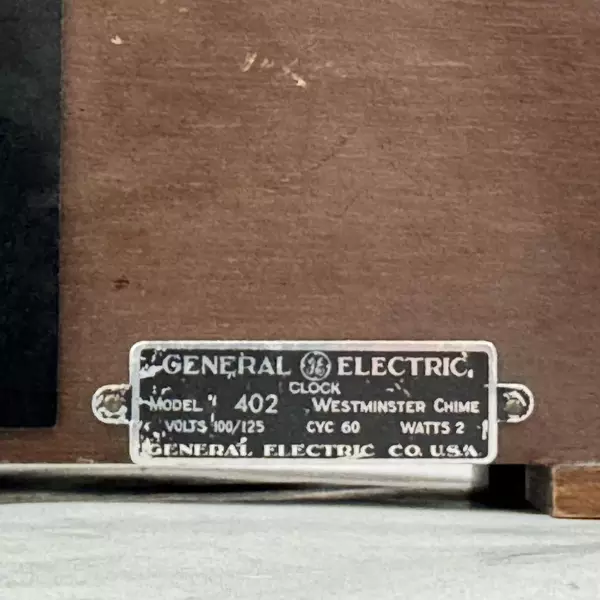 Vintage General Electric Westminster Mantel Chime Clock Model 402