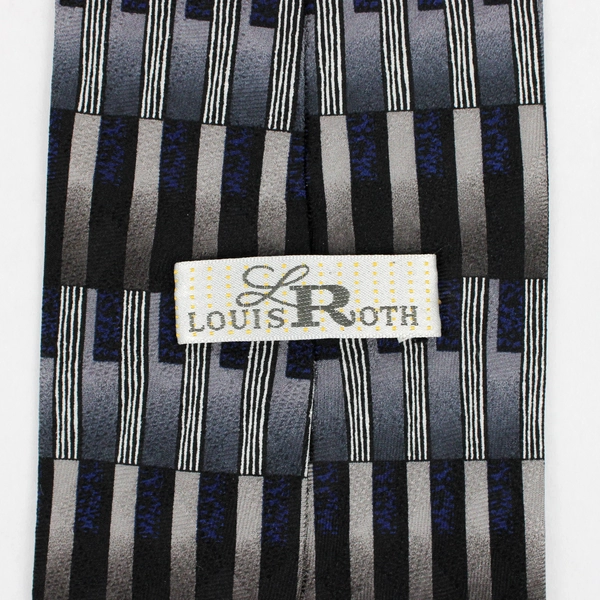 Vintage Louis Roth Blue and Gray Men's Silk Necktie 58"