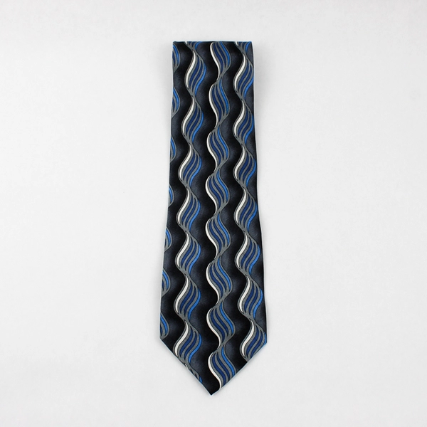 Vintage Ziggurat by Mulberry Neckwear Gray and Blue Men's Necktie 60"