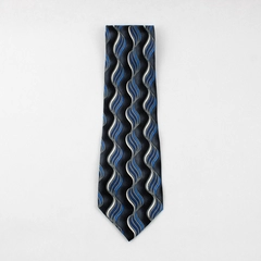 Vintage Ziggurat by Mulberry Neckwear Gray and Blue Men's Necktie 60"