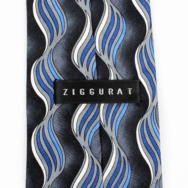 Vintage Ziggurat by Mulberry Neckwear Gray and Blue Men's Necktie 60"