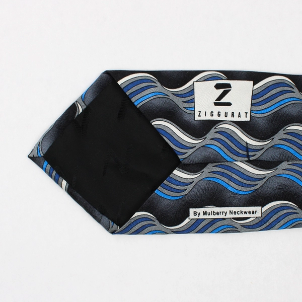 Vintage Ziggurat by Mulberry Neckwear Gray and Blue Men's Necktie 60"