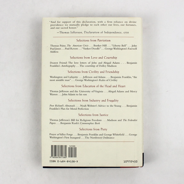 Our Sacred Honor Collected Works From Our Founders 1997 HC DJ William Bennett