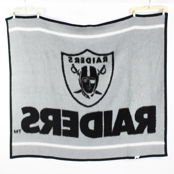 Biederlack Oakland Raiders Fleece NFL Football Throw Blanket 49" x 56"