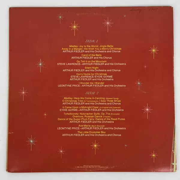 Christmastime in Carol and Song LP RCA 1969 Fiedler Lawrence Gorme Price