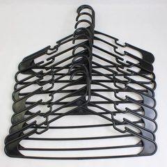 Lot of 10 Plastic Black Clothes Hangers for Closet Storage