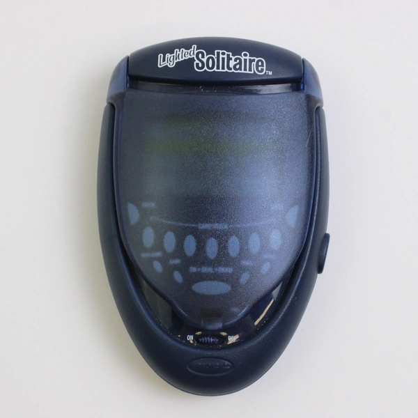 2003 Radica Lighted Solitaire Blue Handheld Electronic Game Flip-Top Blue Works