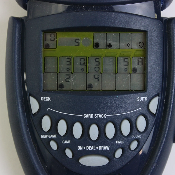 2003 Radica Lighted Solitaire Blue Handheld Electronic Game Flip-Top Blue Works