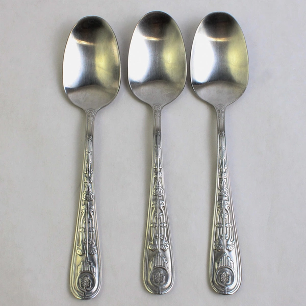 Set of 3 Joseph Abboud Batik 18/10 Stainless Steel Soup Spoons