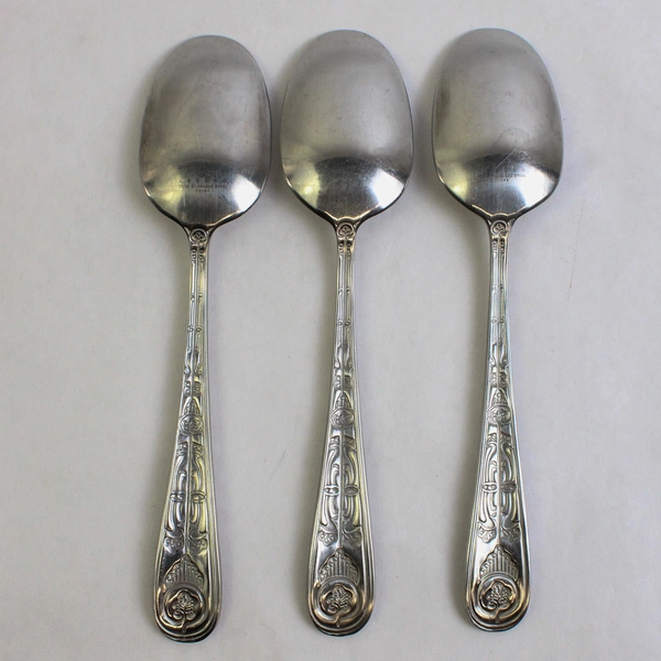 Set of 3 Joseph Abboud Batik 18/10 Stainless Steel Soup Spoons