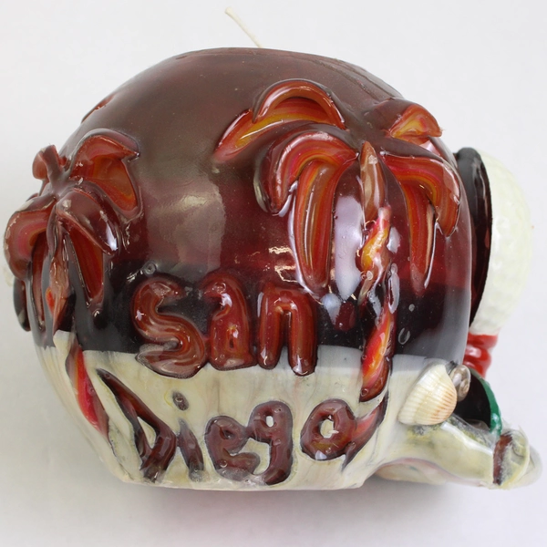 San Diego Golf Ball Candle Custom Made Souvenir Palm Trees and Sea Shells Deco