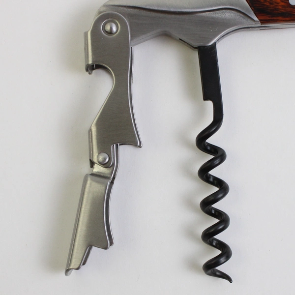 Corkscrew Wine Bottle Opener Waiter Key Wood Double Hinged Foil Cutter Stainless